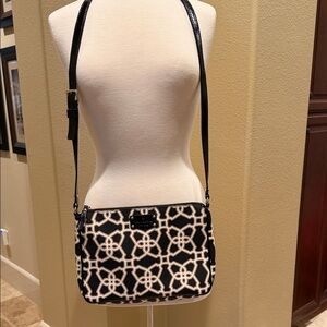 Kate Spade Leather Black and Cream Geometric Crossbody Bag